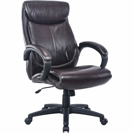 Lorell Executive High-Back Office Chair, Bonded Leather, Brown LLR59498